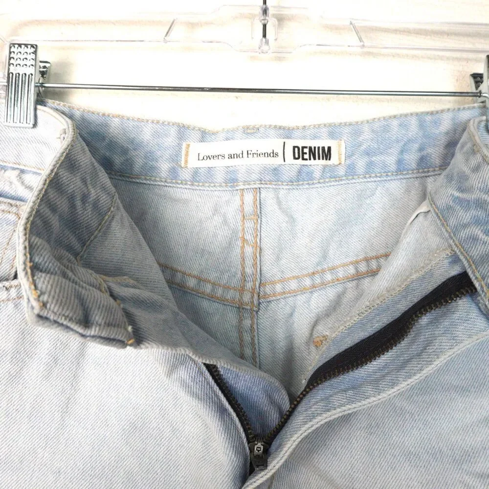 Lovers and Friends Womens Jack High Rise Distressed Light Wash Jean Shorts Sz 31